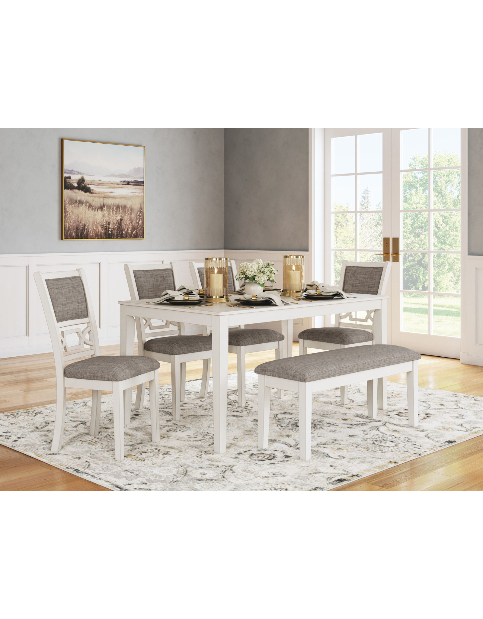 D423-325 Table & 4 chairs w/ bench