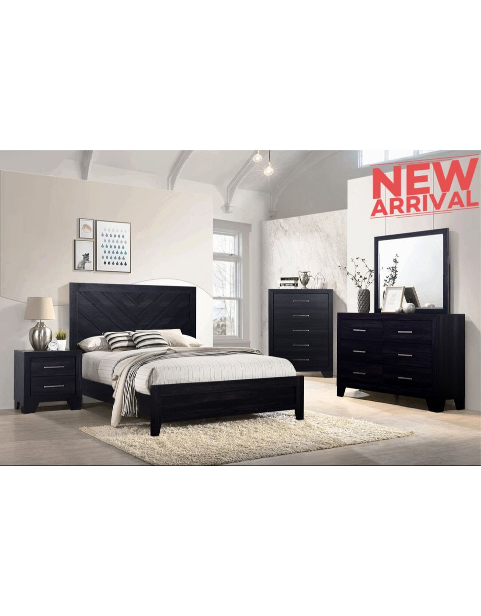 HH3500 Queen Bed-Dresser-Mirror-Chest-Ns BLACK