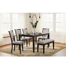 D422-325 Dining Table Set, 4 Chairs and Bench