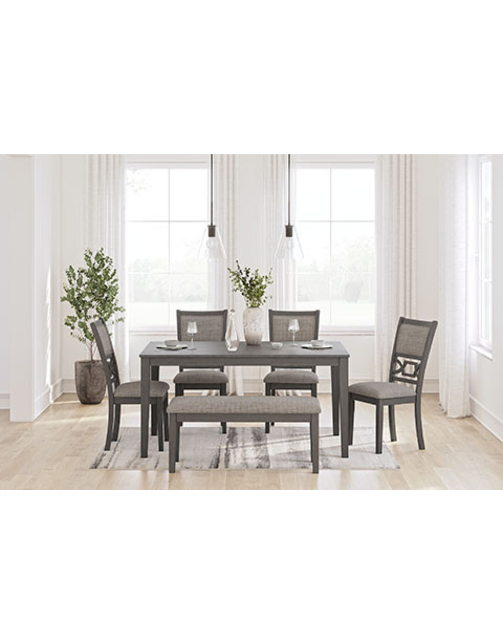 D425-325 Dining Table Set, 4 Chairs and Bench
