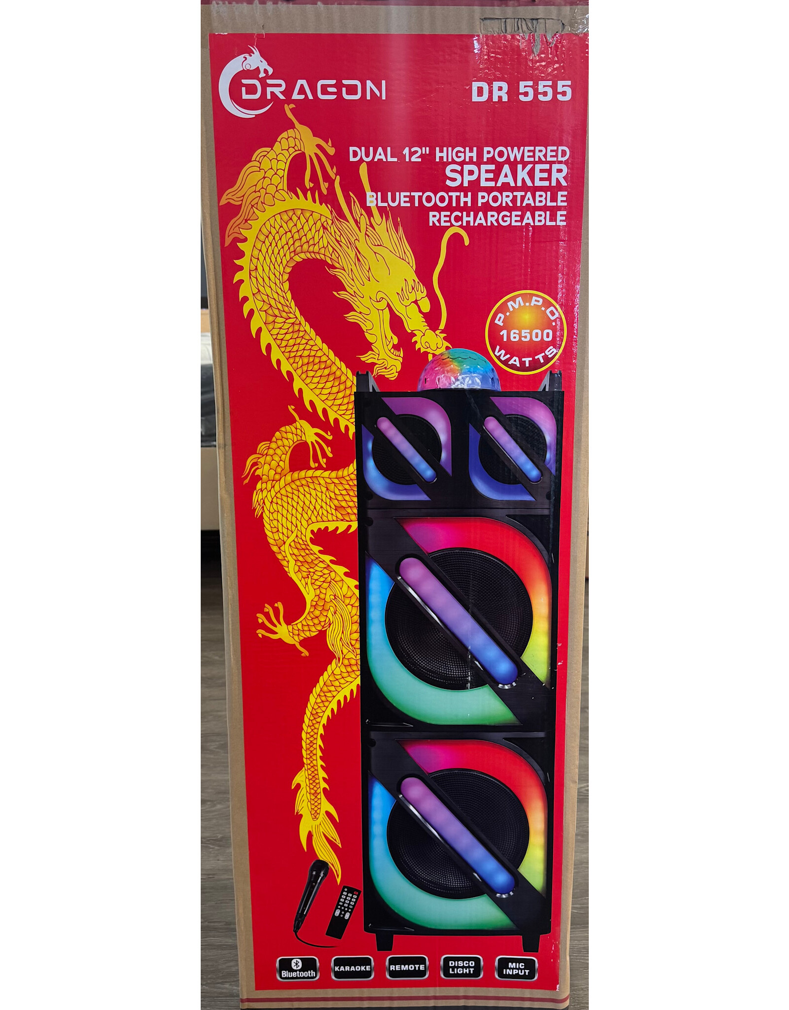 dragon DR-555 Dual 12" Bluetooth Speaker (16,500W)