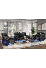 Dubai Black 3pc Power Sofa Loveseat & Chair