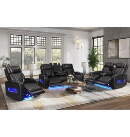 Dubai Black 3pc Power Sofa Loveseat & Chair