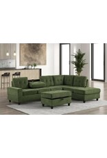 42Heights Reversible Sectional + Ottoman Olive Green