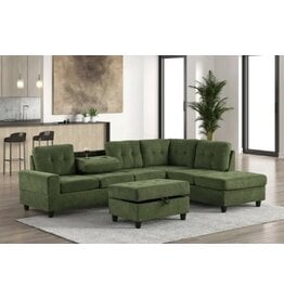 42Heights Reversible Sectional + Ottoman Olive Green