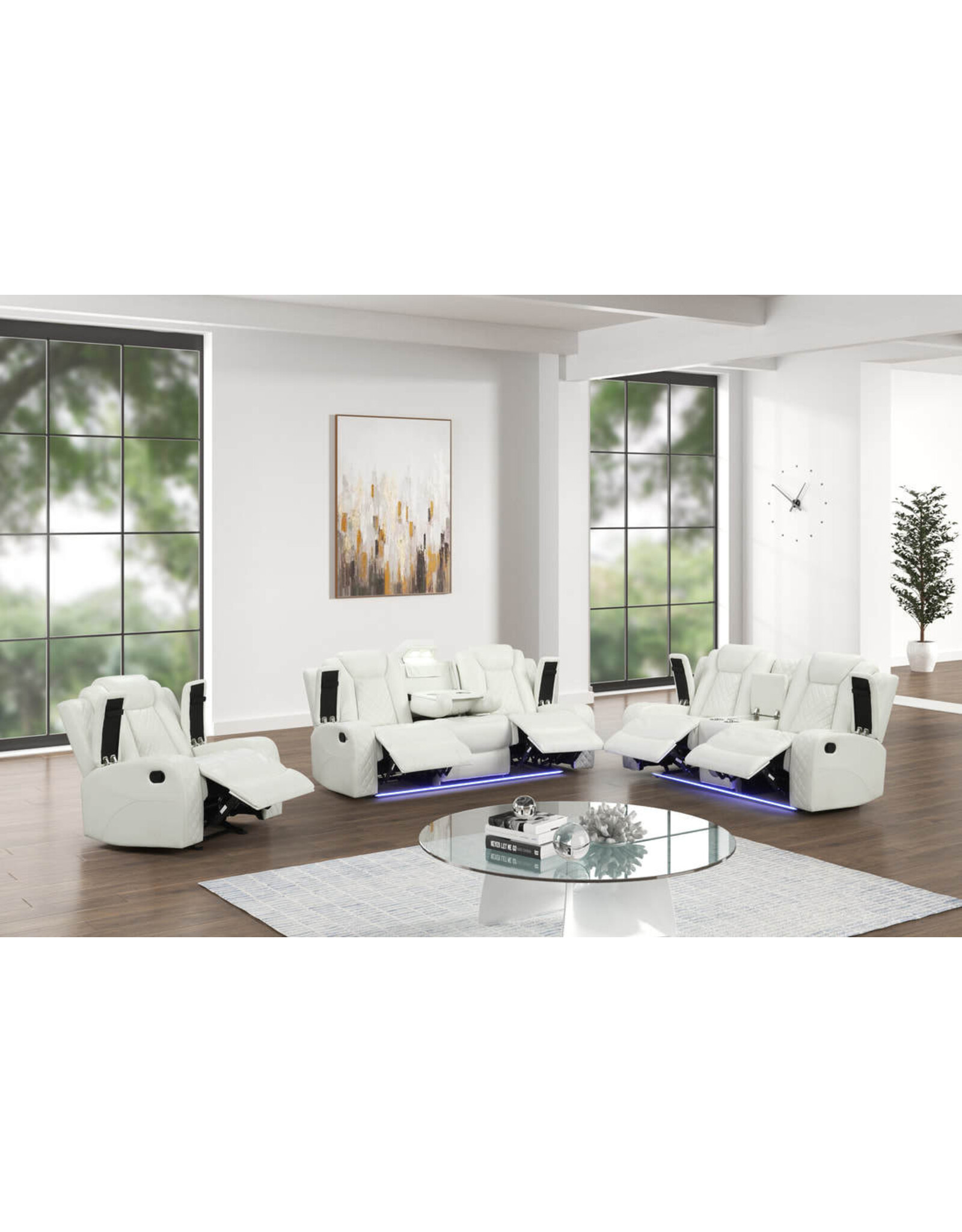 luz LUZ White Reclining Sofa Loveseat Chair