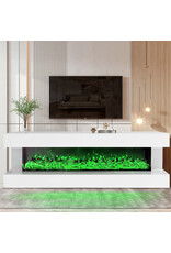 A85 White Glass TV Stand -Electric Fire Place - Bluetooth Speaker - Multi Color /Dimmable Lights