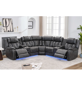 ACE28 Gray Reclining Sectional w/LEDs