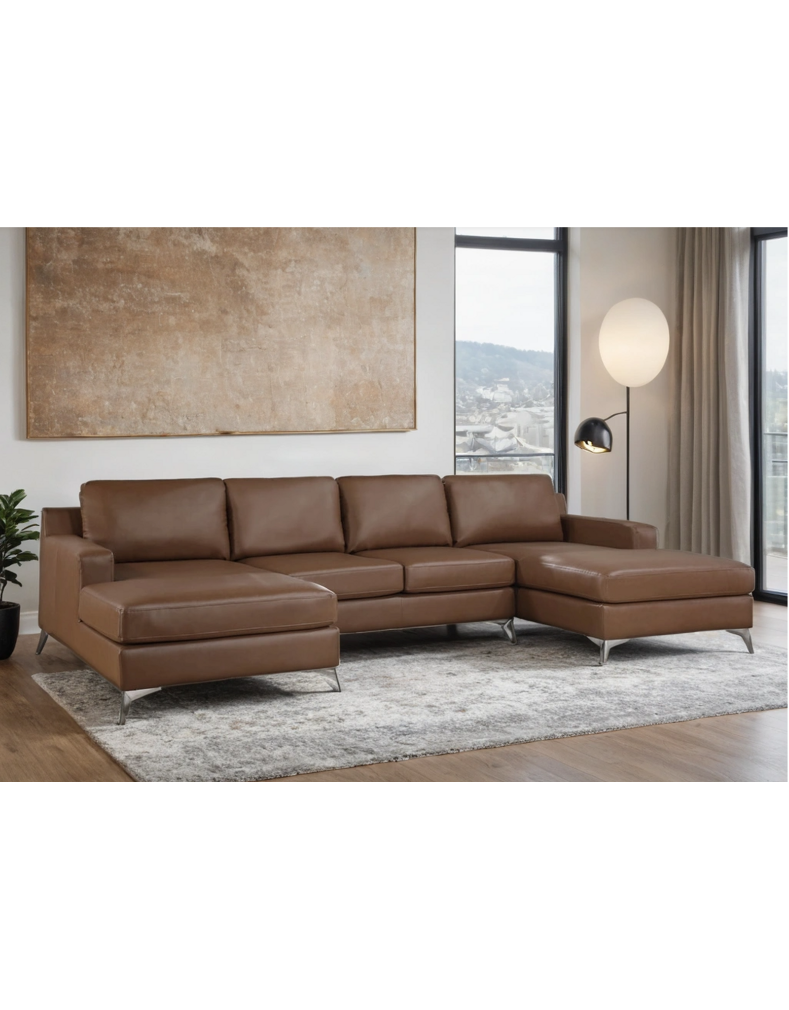 Candace Saddle Double Chaise Sectional