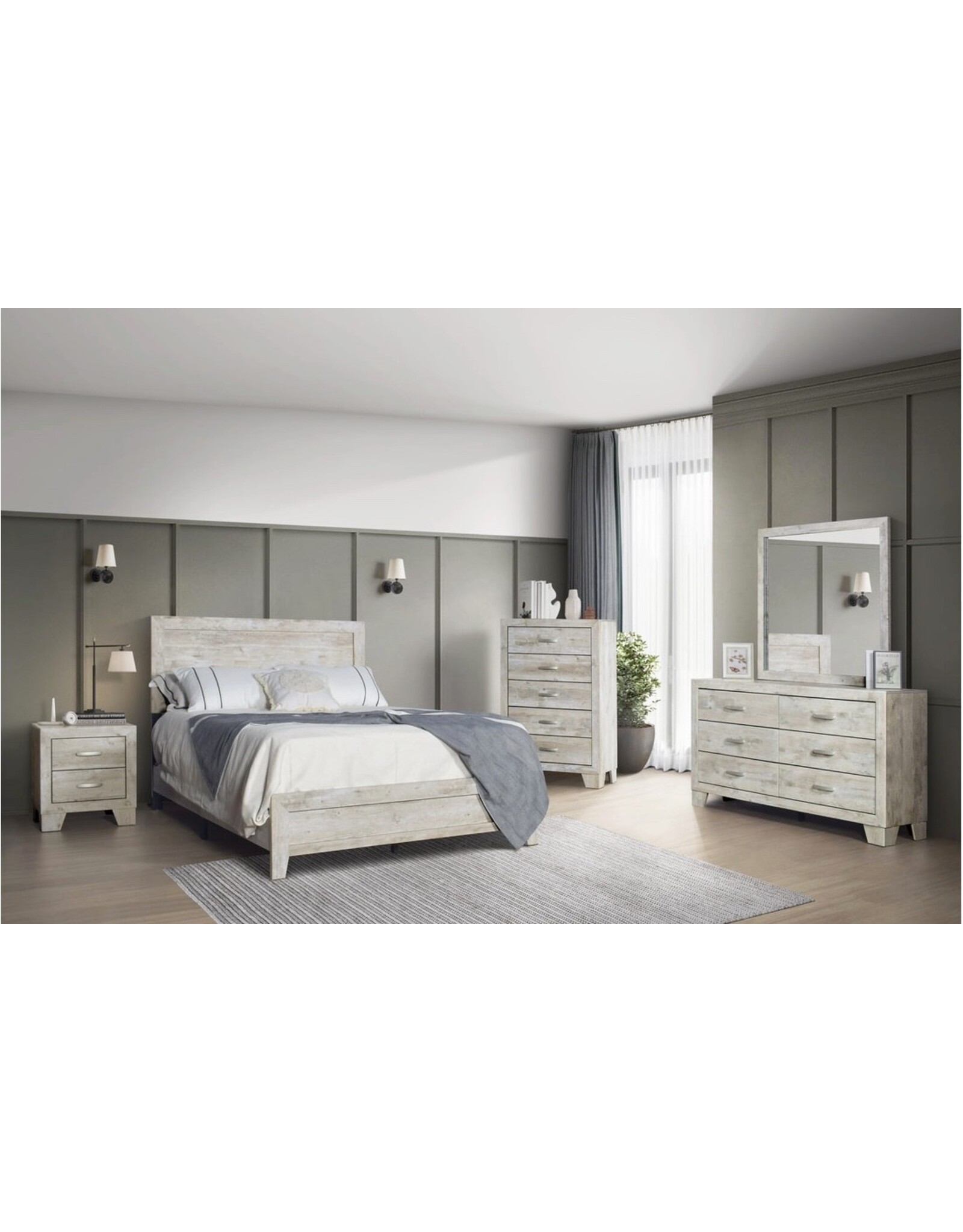 HH3620 Cream Queen Bed-Dresser-Mirror-Chest-Ns