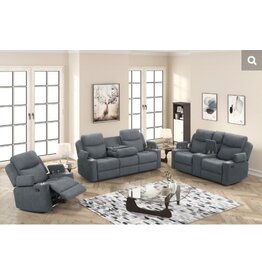 Dakota Charcoal Reclining Sofa,Loveseat,Chair-Power outlets & USB Ports