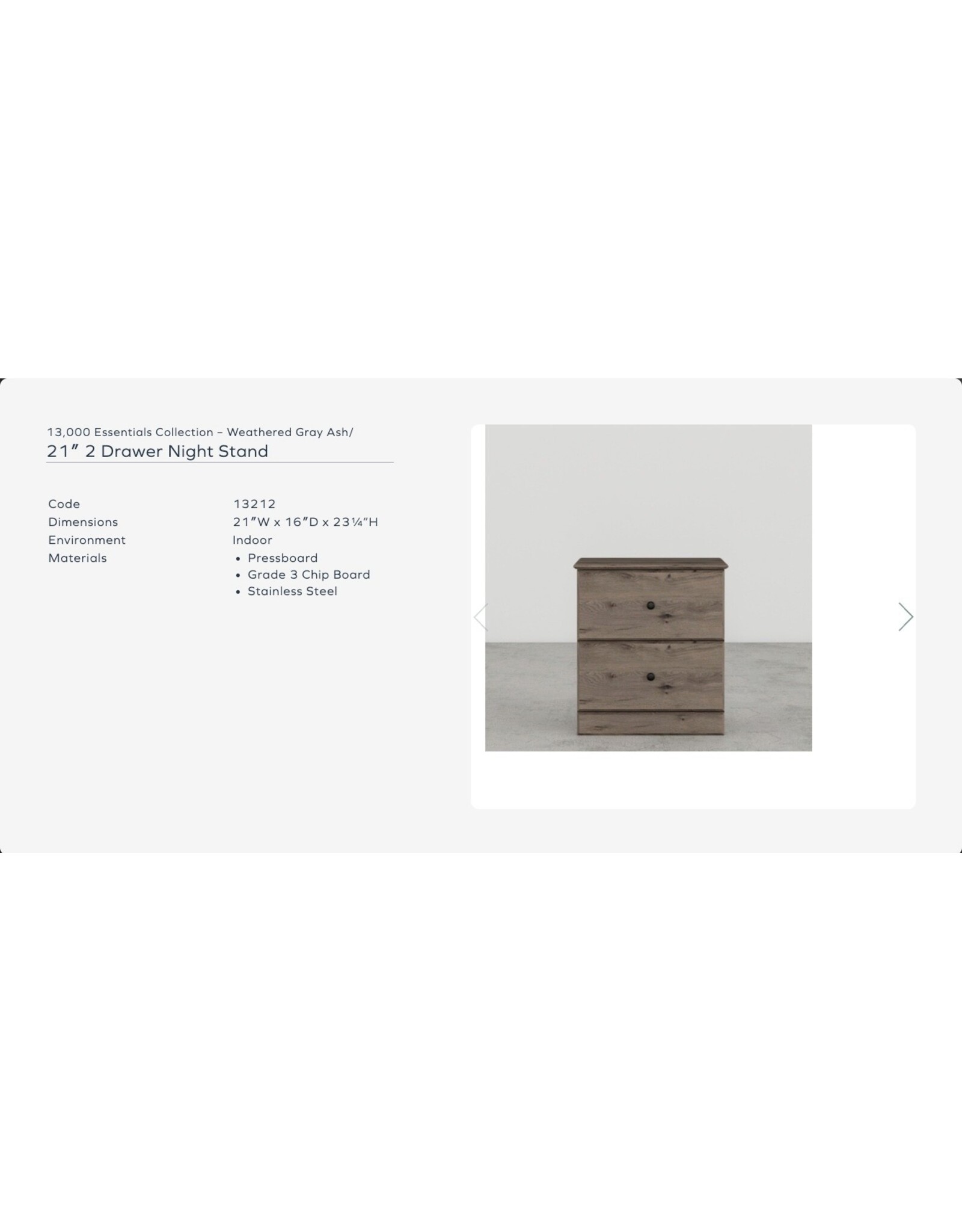 13212 Grey Nightstand