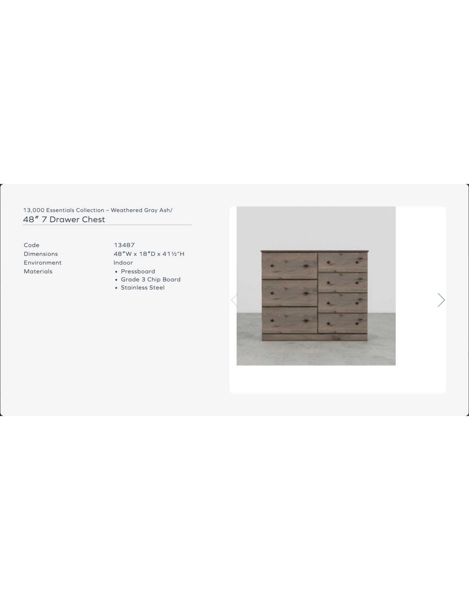 13487 Grey Dresser Combo