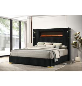 Romance2 Black Platform Bed - QUEEN