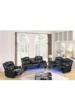 ACE Black 3pc Reclining Set w/LEDS