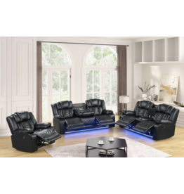 ACE Black 3pc Reclining Set w/LEDS