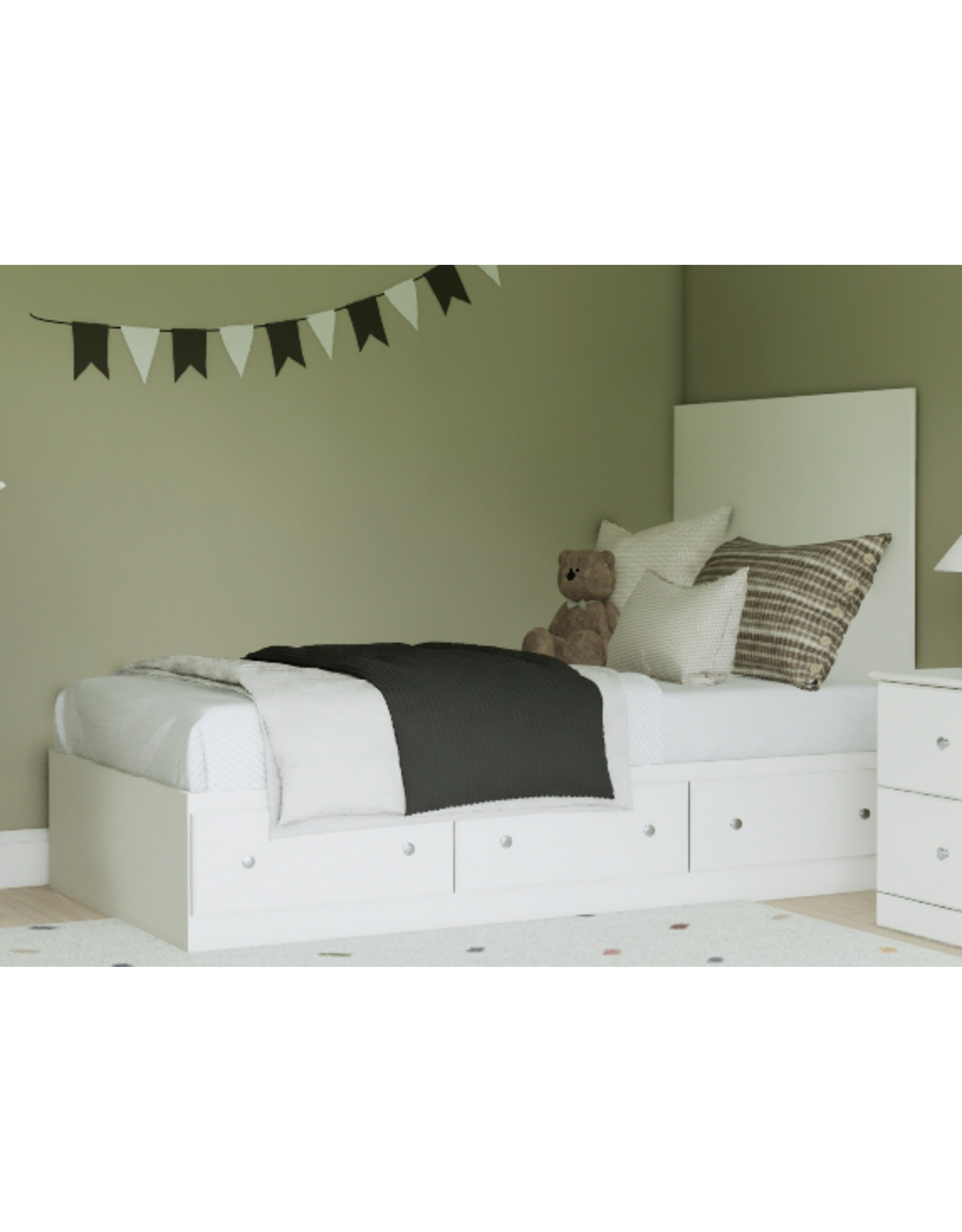 17763 White Twin Mates Bed w/Headboard