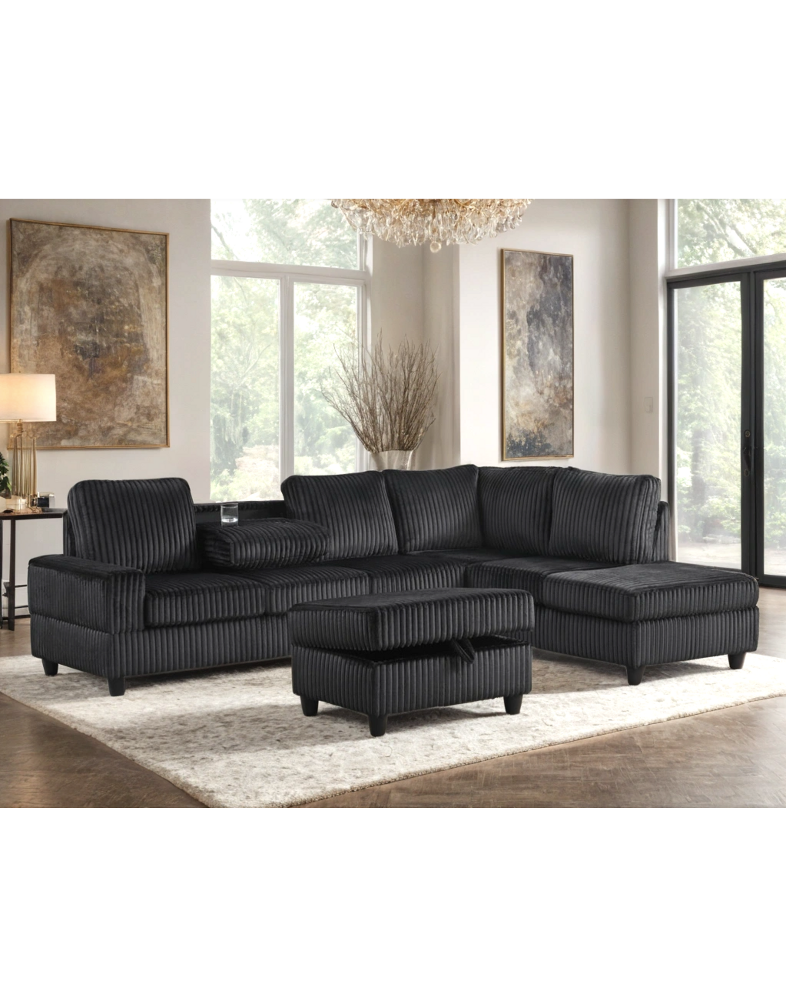 48Heights Reversible Sectional + Ottoman