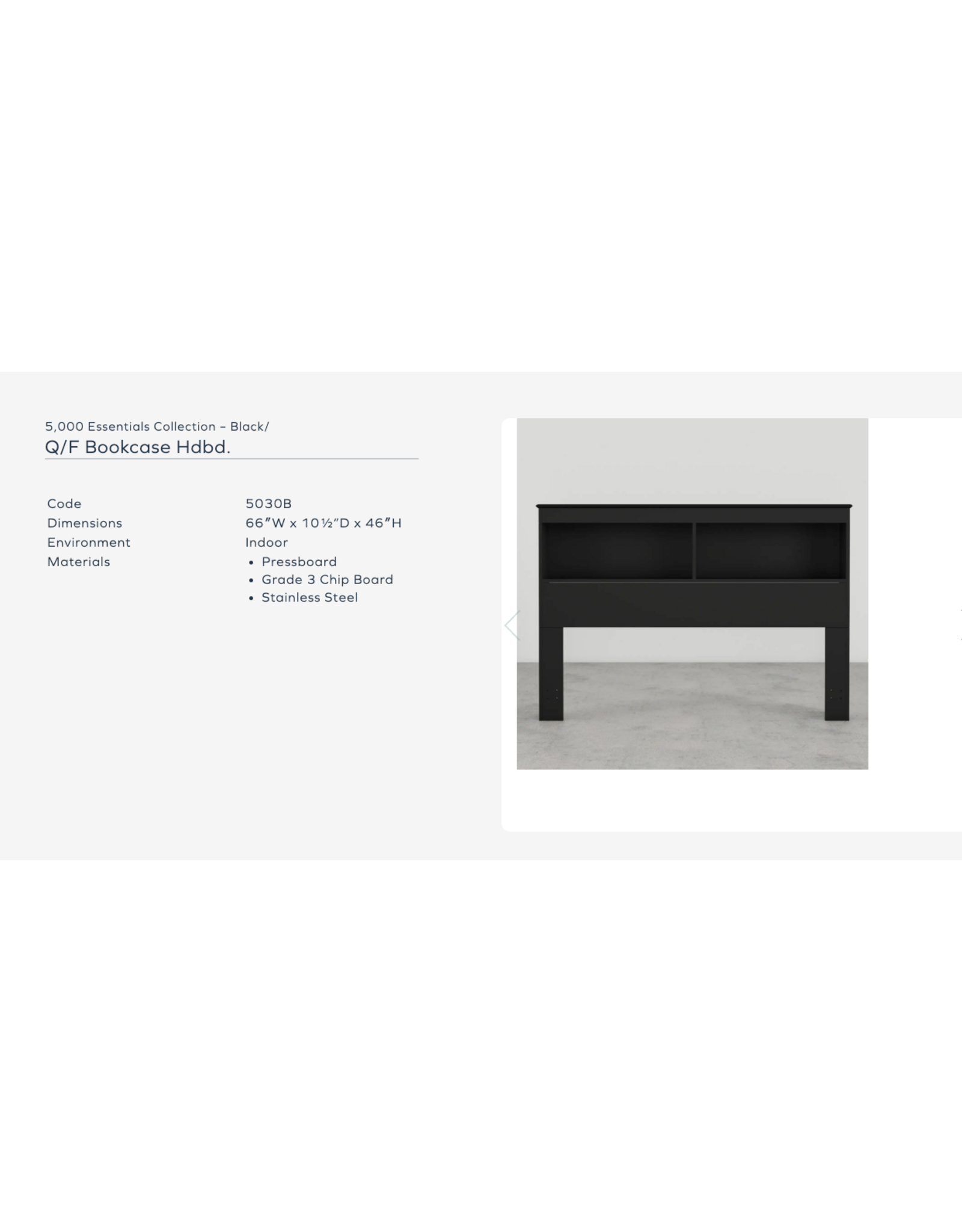 5030b Black F/Q Bookcase Headboard