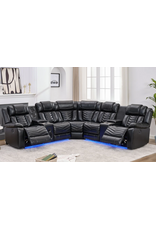 ACE26 Black Reclining Sectional w/LEDS