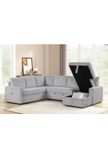 Tulia Grey 3pc Sleeper Sectional w/USB, Storage