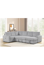 Tulia Grey 3pc Sleeper Sectional w/USB, Storage