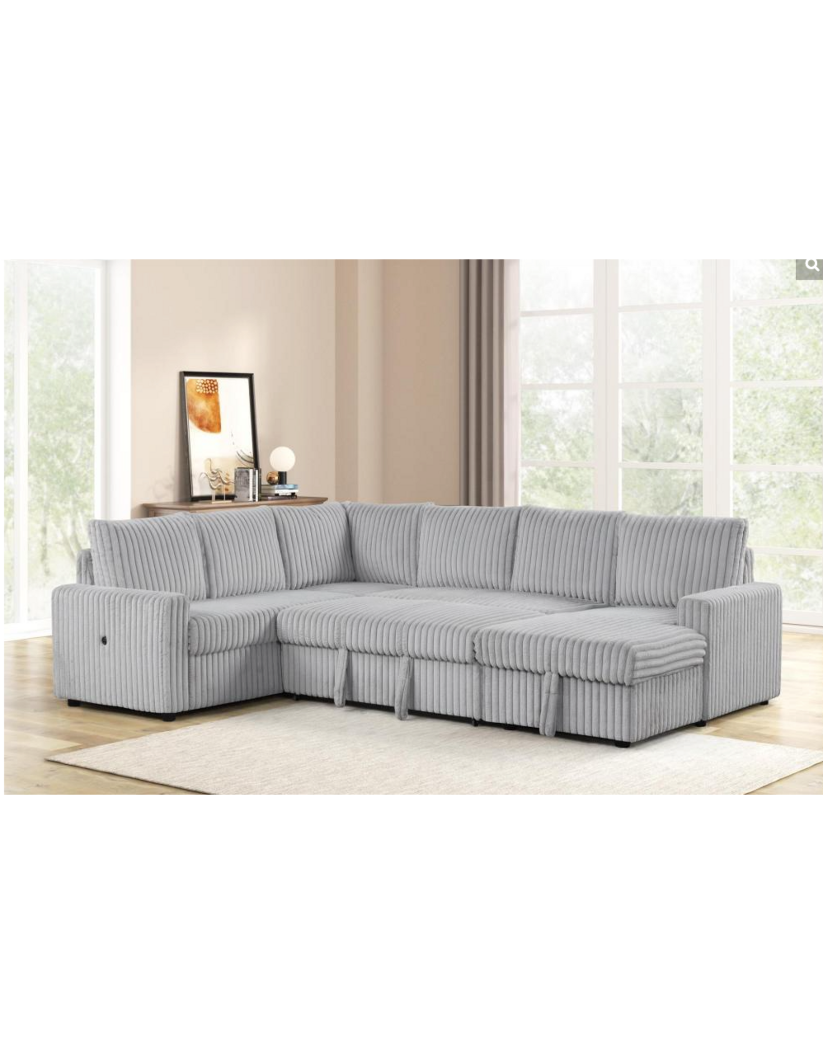 Tulia Grey 3pc Sleeper Sectional w/USB, Storage