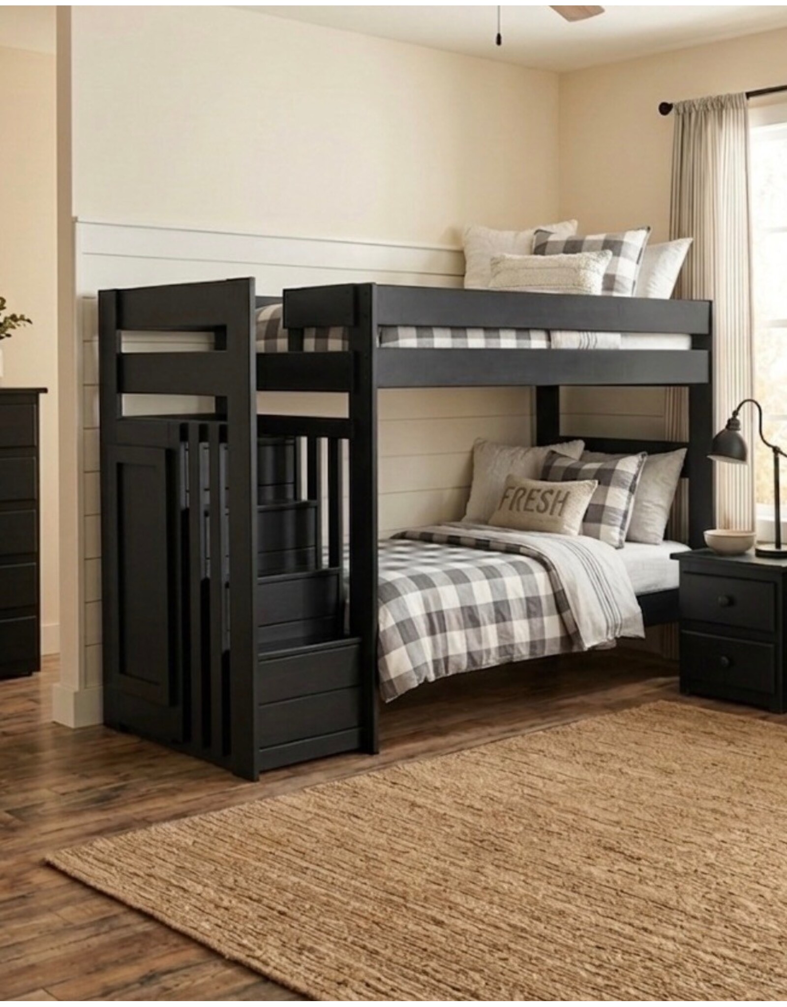 89 Black Twin/Twin Staircase Bunkbed