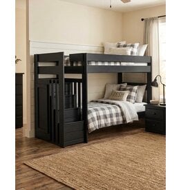 89 Black Twin/Twin Staircase Bunkbed