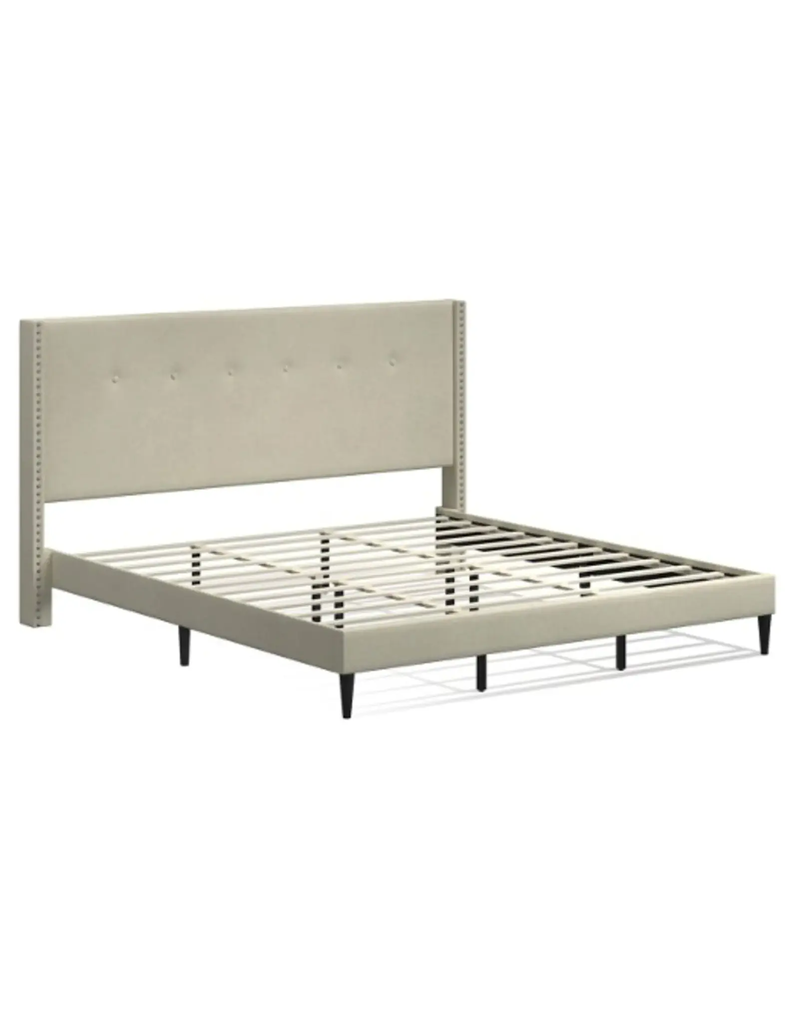 MCM Wingback Queen Bed (Beige)