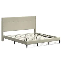 MCM Wingback Queen Bed (Beige)