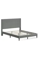 MCM Wingback Queen Bed (Stone)