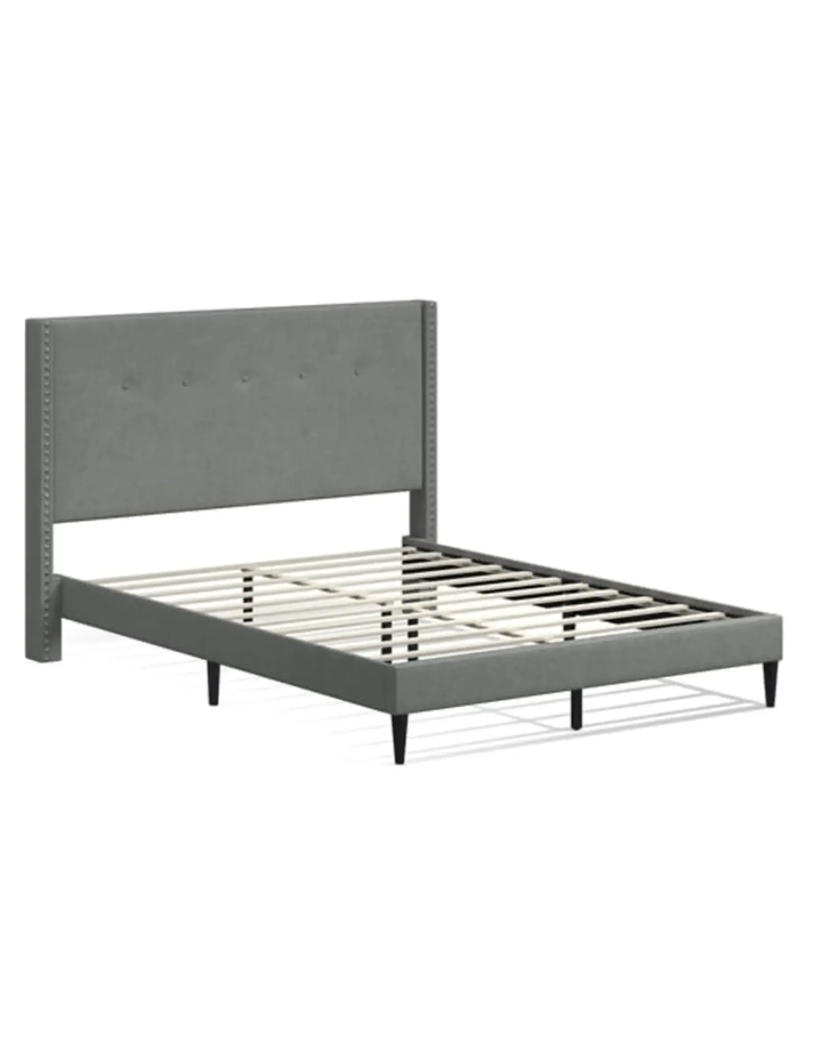 MCM Wingback Queen Bed (Stone)