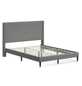 MCM Wingback Queen Bed (Stone)