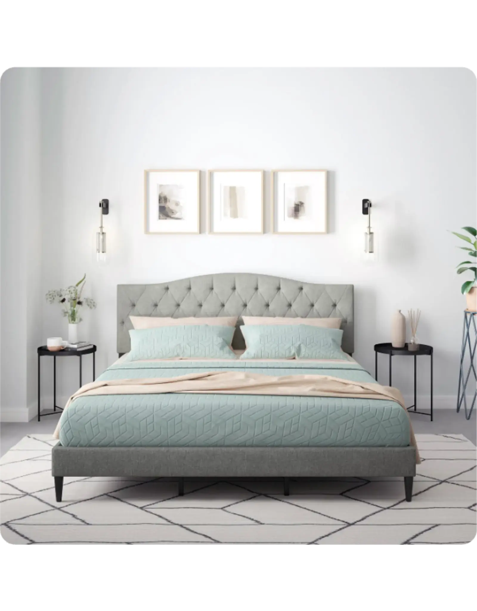 Oros Queen Bed (Stone)
