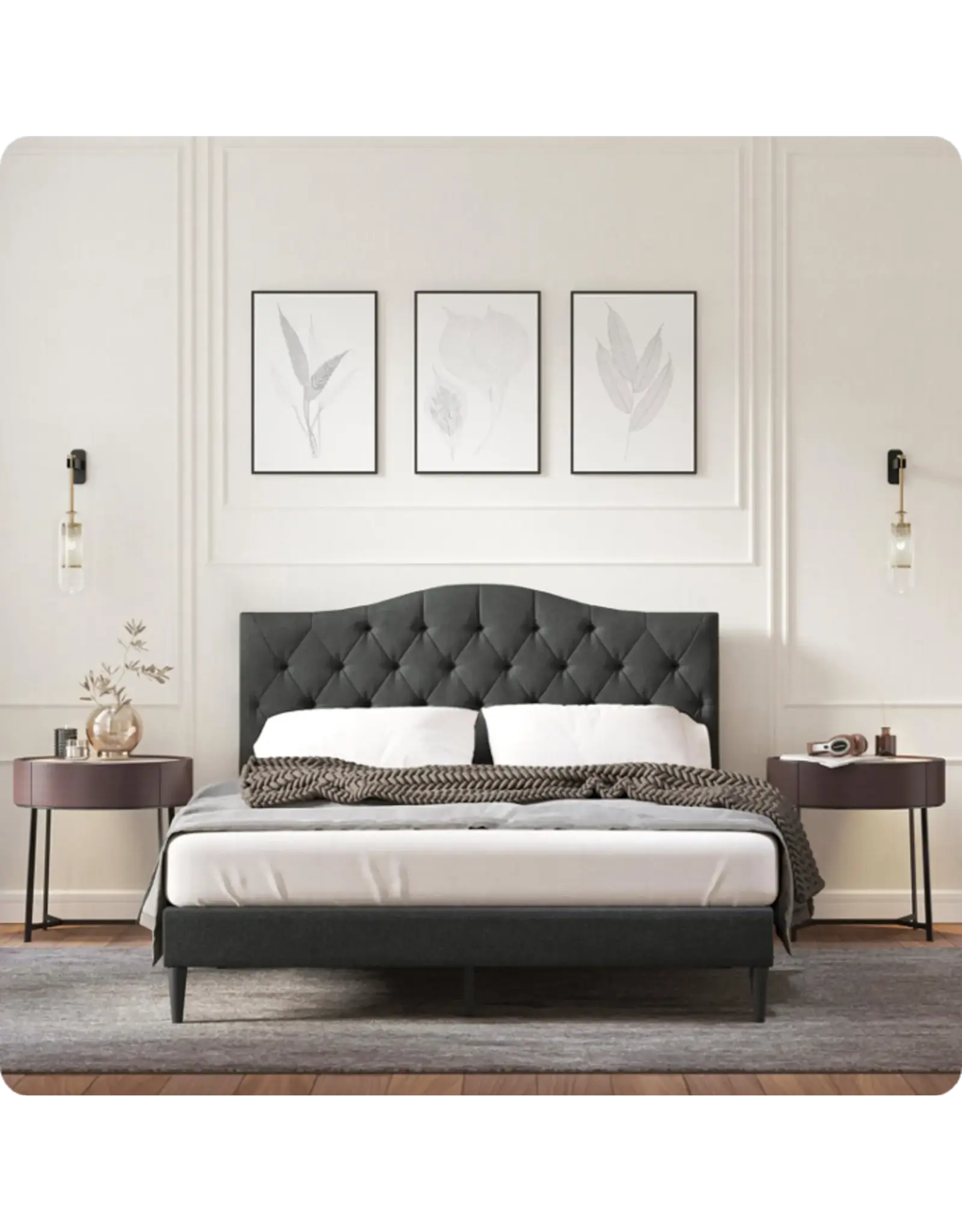 Oros Queen Bed (Charcoal)