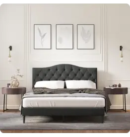 Oros Queen Bed (Charcoal)