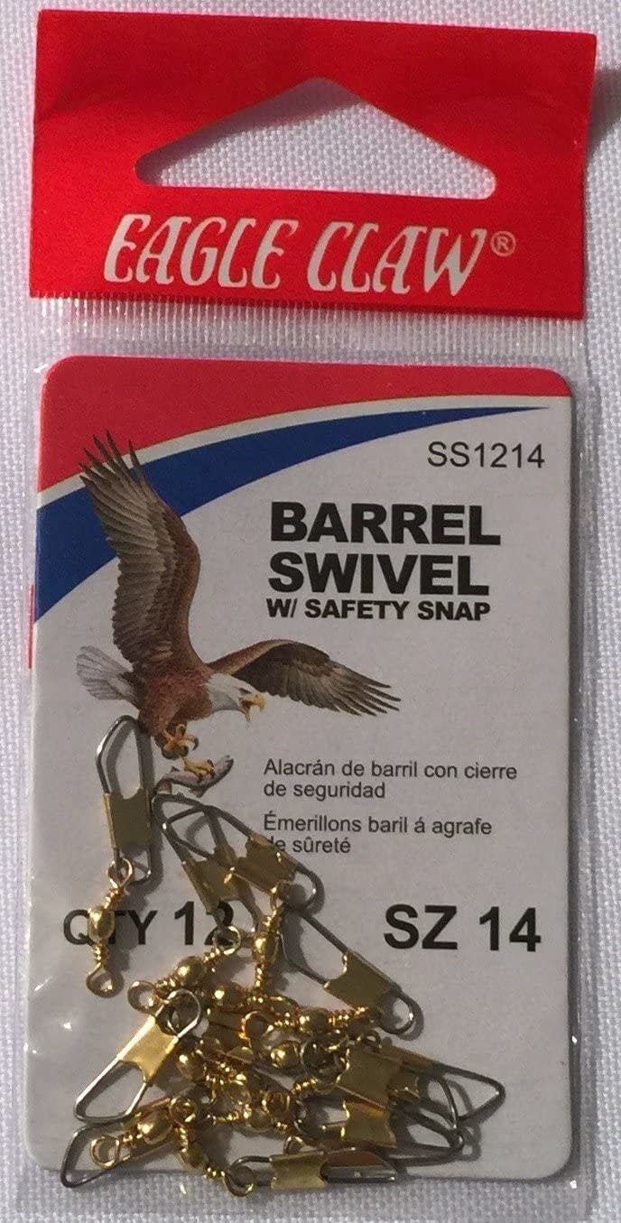 Eagle Claw Brass Barrel Swivel w/ Safety Snap (Size 14) - Rock