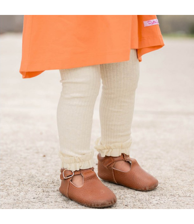 Rufflebutts Oatmeal Ribbed Footless Ruffle Tights