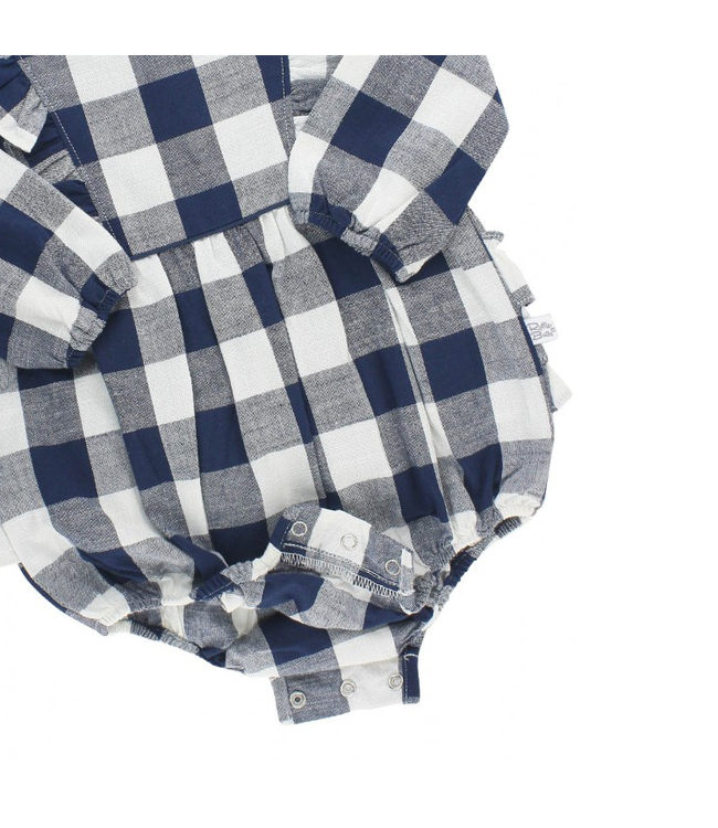 Rufflebutts Waterfall Bubble Romper Navy Plaid