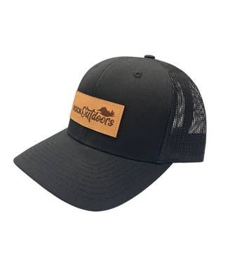 Rock Outdoors Rock Outdoors Etched Leather Applique Rock Outdoors Logo Trucker Hat Recycled Fabrics