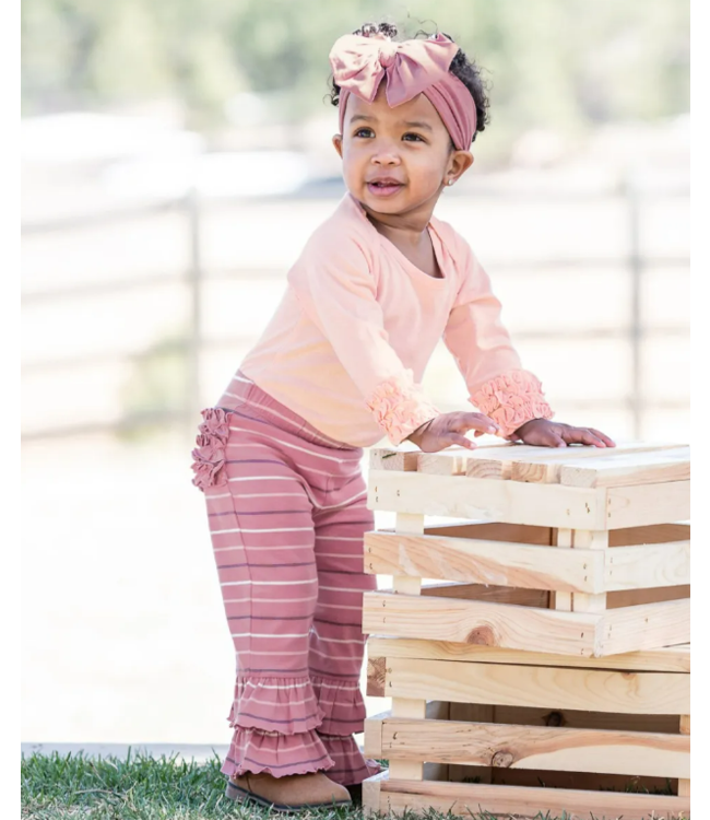 Rufflebutts Wisteria Mauve Stripe Ruffle Pants