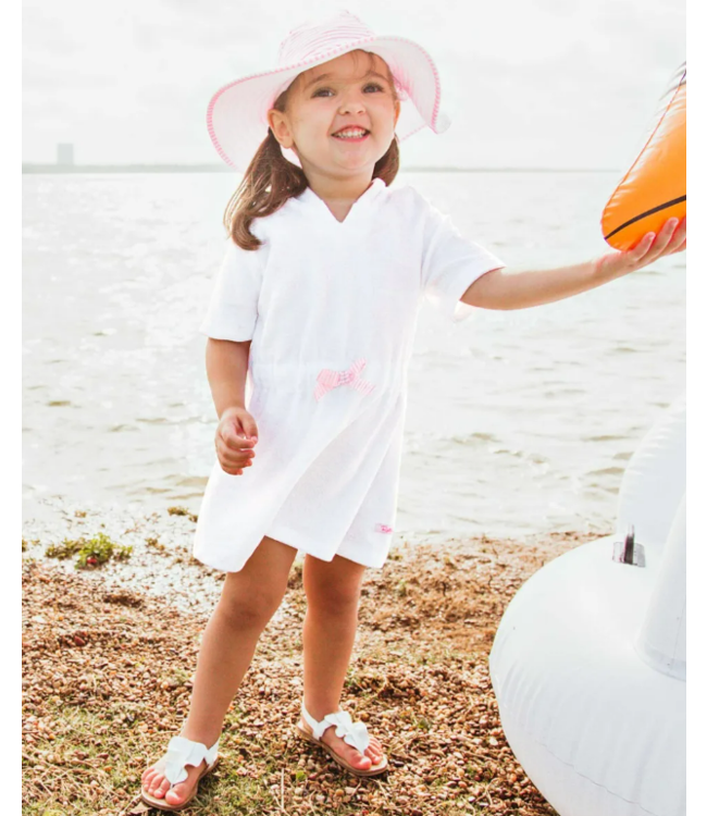 Rufflebutts White w/ Pink Seersucker Terry Cover-Up