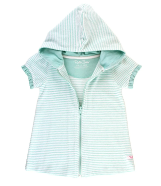 Rufflebutts Rufflebutts Vintage Aqua Stripe Terry Full-Zip Cover Up