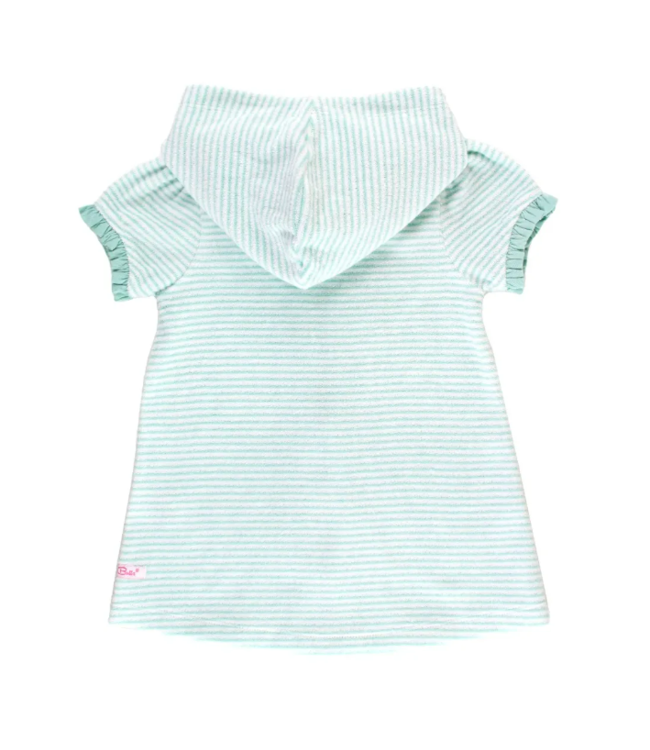 Rufflebutts Vintage Aqua Stripe Terry Full-Zip Cover Up