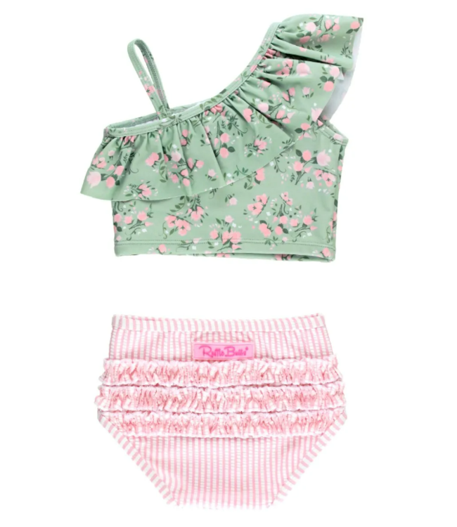 Rufflebutts Tea Roses One Shoulder Ruffle Tankini