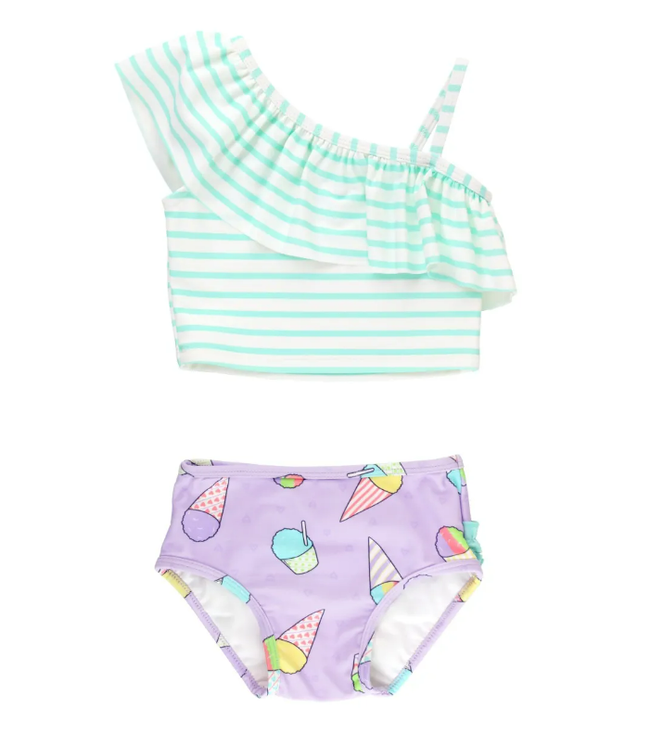 Rufflebutts Sweet Snowcone One Shoulder Ruffle Tankini