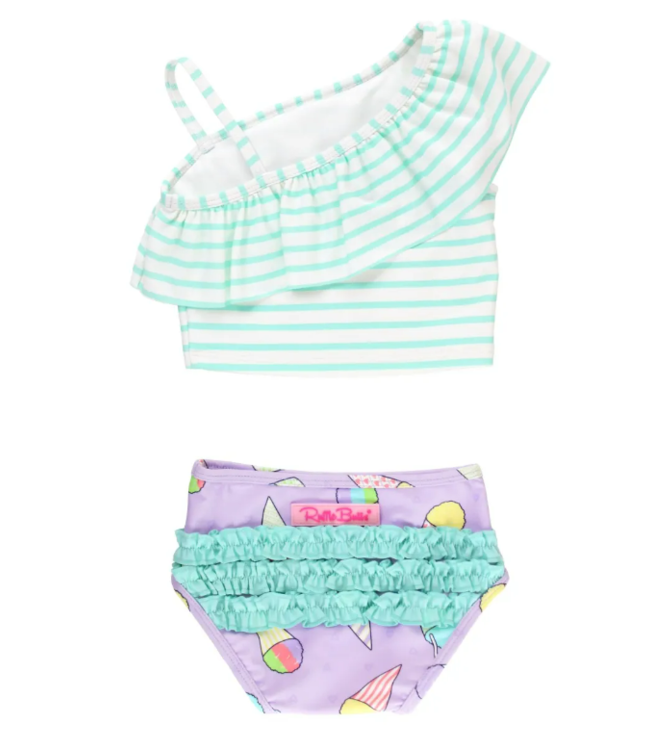 Rufflebutts Sweet Snowcone One Shoulder Ruffle Tankini
