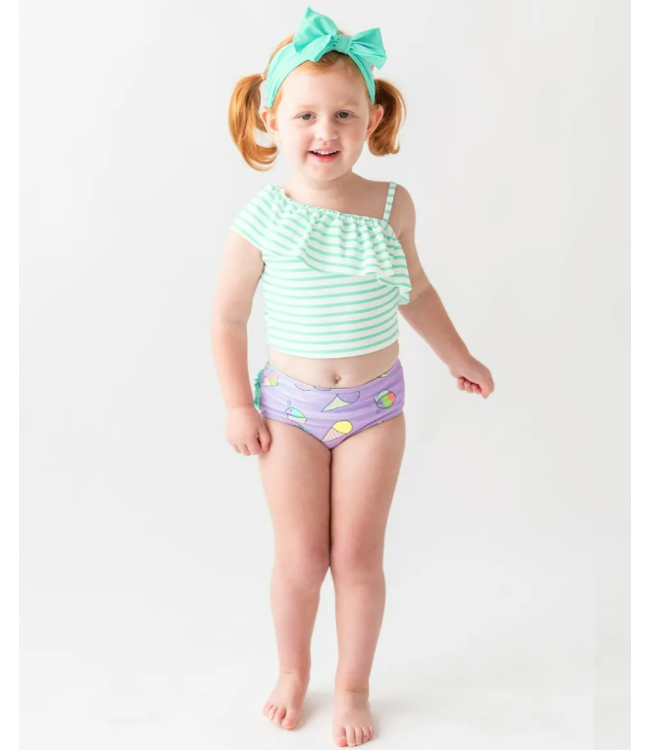 Rufflebutts Sweet Snowcone One Shoulder Ruffle Tankini
