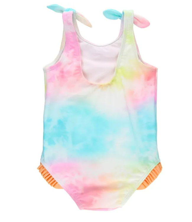 Rufflebutts Rainbow Tie Dye Tie Shoulder One Piece